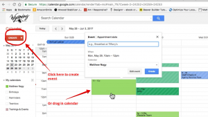 Google Calendar creating an event