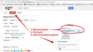 Adding guests to a Google calendar event